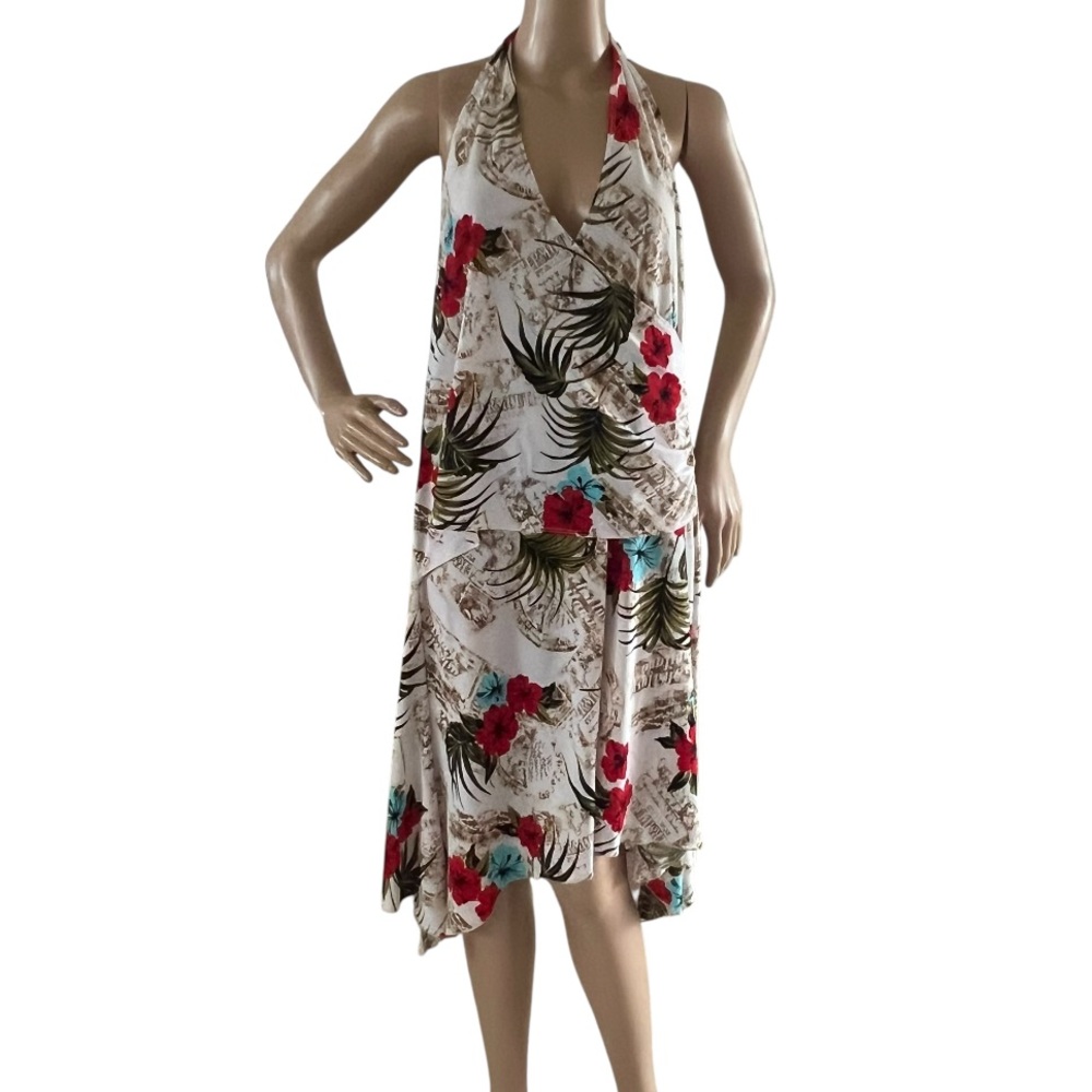 Dori Halter Neck Dress Stretch Swing Hawaiian